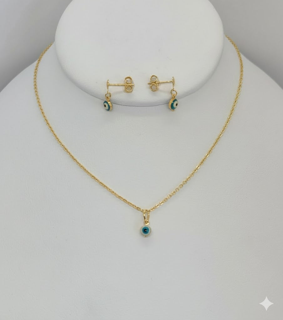 (1-6048) Gold Laminate - Blue Evil Eye Set - BGF