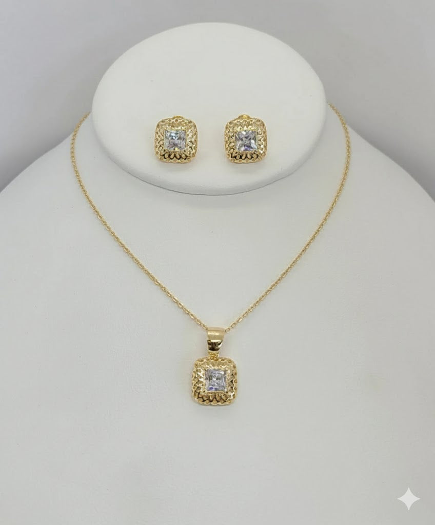 (1-6379) Gold Laminate - Square Zircon Set - BGF
