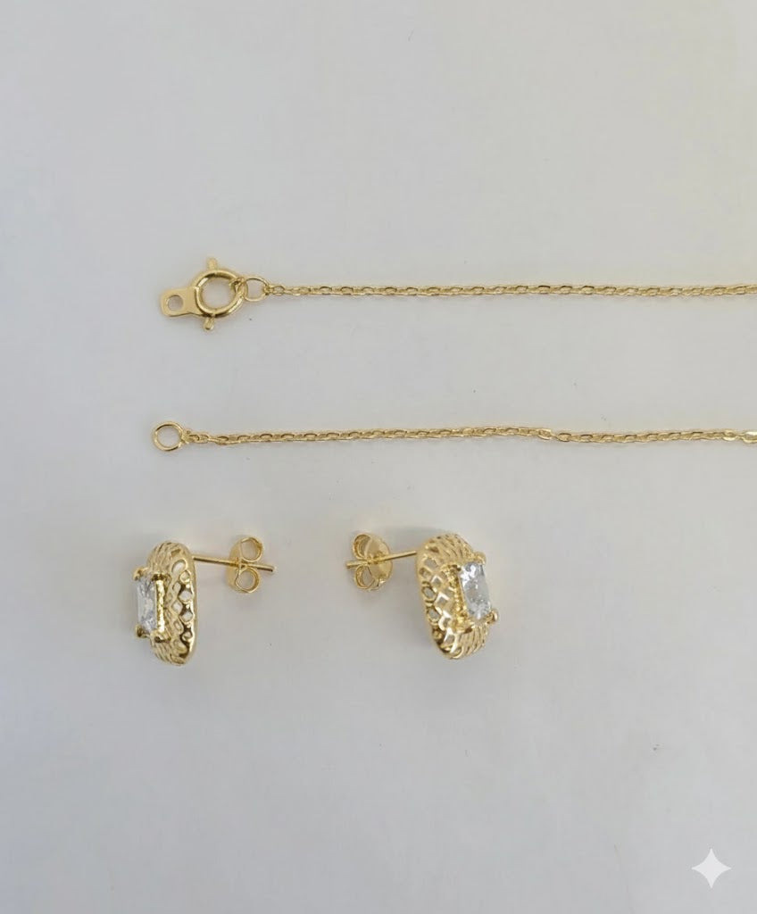 (1-6379) Gold Laminate - Square Zircon Set - BGF
