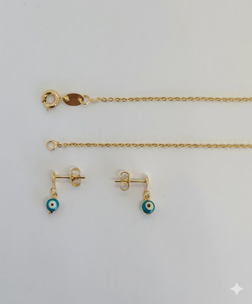 (1-6048) Gold Laminate - Blue Evil Eye Set - BGF